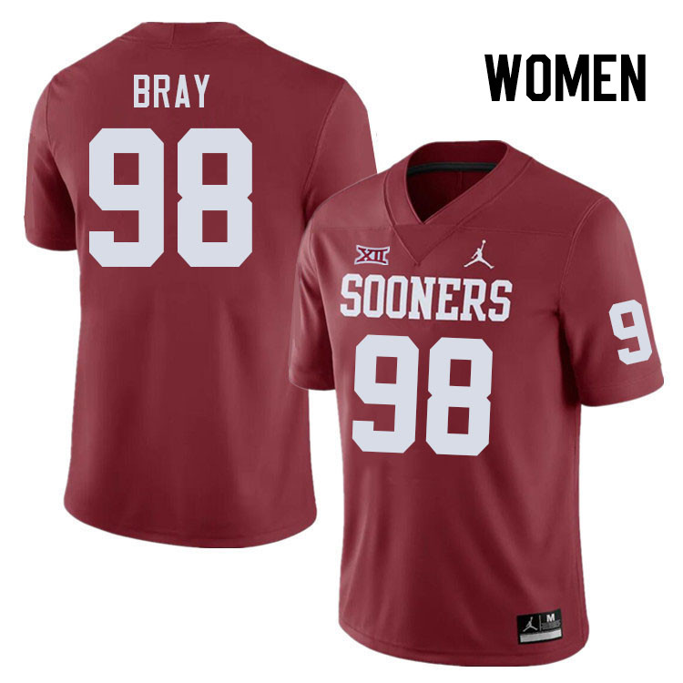 Women #98 Hayden Bray Oklahoma Sooners College Football Jerseys Stitched-Crimson